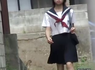 Skirt sharking video featuring a sweet Japanese babe