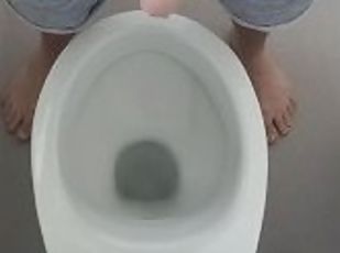 Amateur tan ass  voyeured on toilet cam from above and below